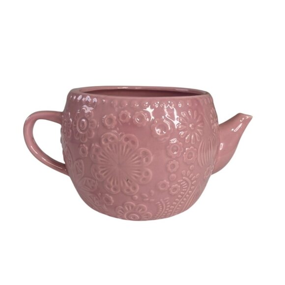 Pink Ceramic Floral Teapot With Handle & Spout - Picture 1 of 7